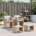 vidaXL 5-delige Tuinset met kussens poly rattan zwart