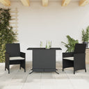 vidaXL 3-delige Bistroset met kussens poly rattan zwart
