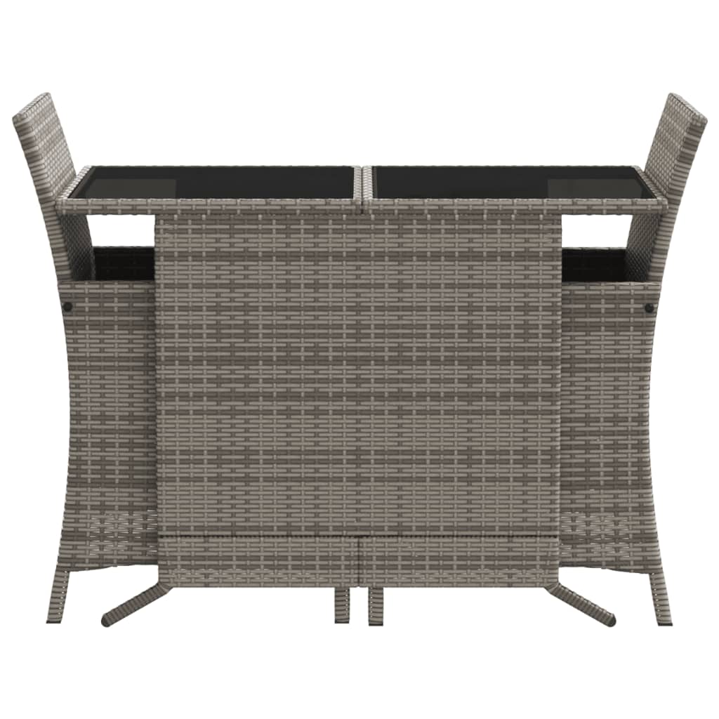 vidaXL 3-delige Bistroset met kussens poly rattan zwart