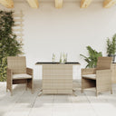 vidaXL 3-delige Bistroset met kussens poly rattan zwart
