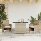 vidaXL 3-delige Bistroset met kussens poly rattan zwart