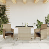 vidaXL 3-delige Bistroset met kussens poly rattan zwart