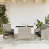 vidaXL 3-delige Bistroset met kussens poly rattan zwart