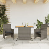 vidaXL 3-delige Bistroset met kussens poly rattan zwart