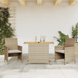 vidaXL 3-delige Bistroset met kussens poly rattan zwart