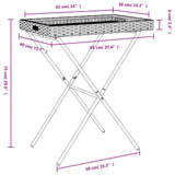 vidaXL Dienbladtafel inklapbaar 65x40x75 cm poly rattan zwart