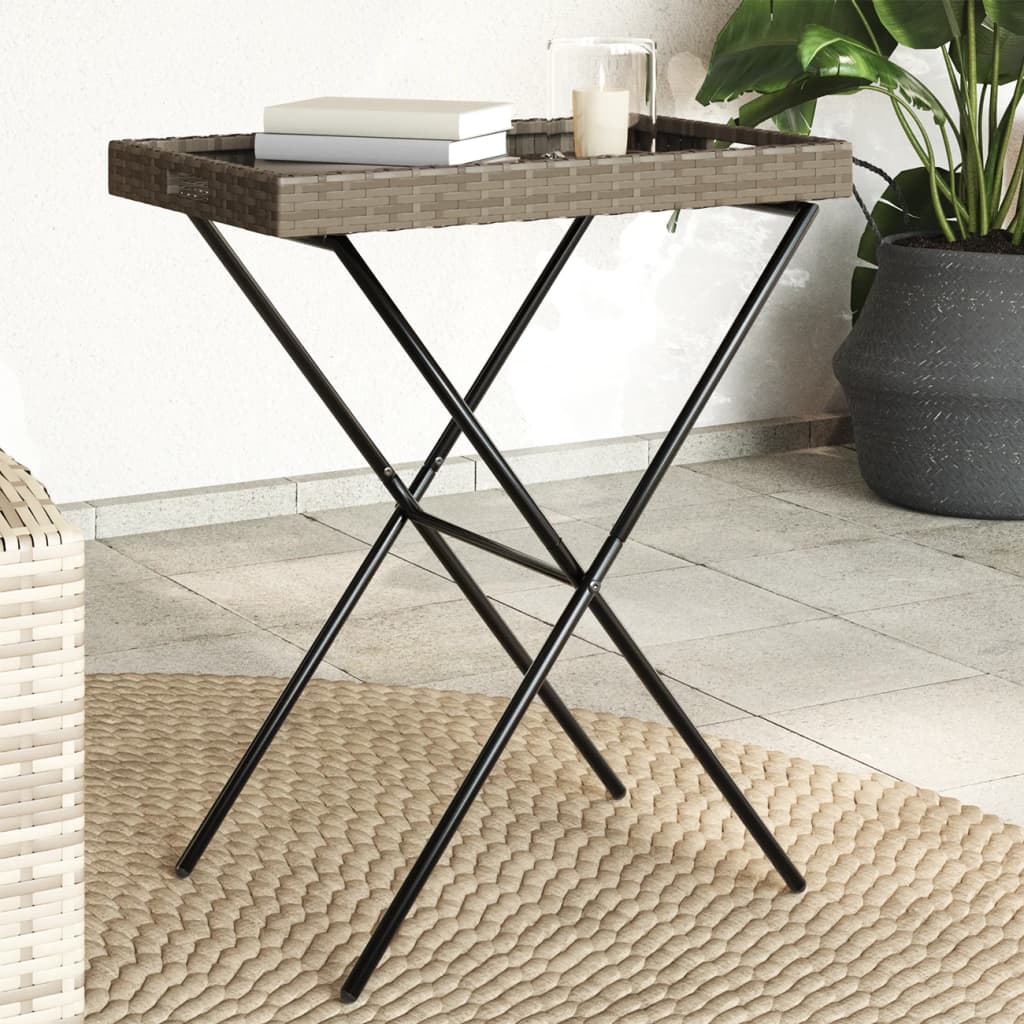 vidaXL Dienbladtafel inklapbaar 65x40x75 cm poly rattan zwart