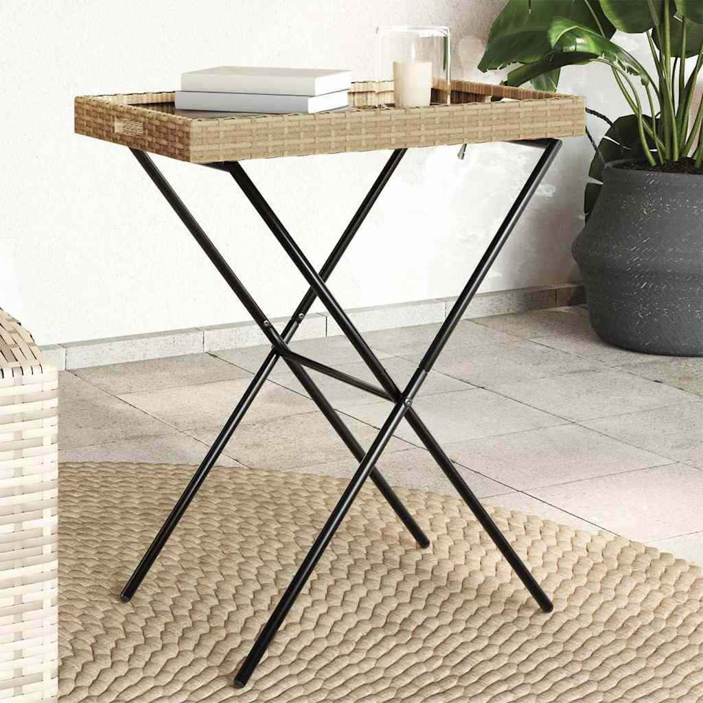 vidaXL Dienbladtafel inklapbaar 65x40x75 cm poly rattan zwart