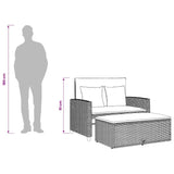 vidaXL Tuinbank 2-zits met kussens poly rattan zwart