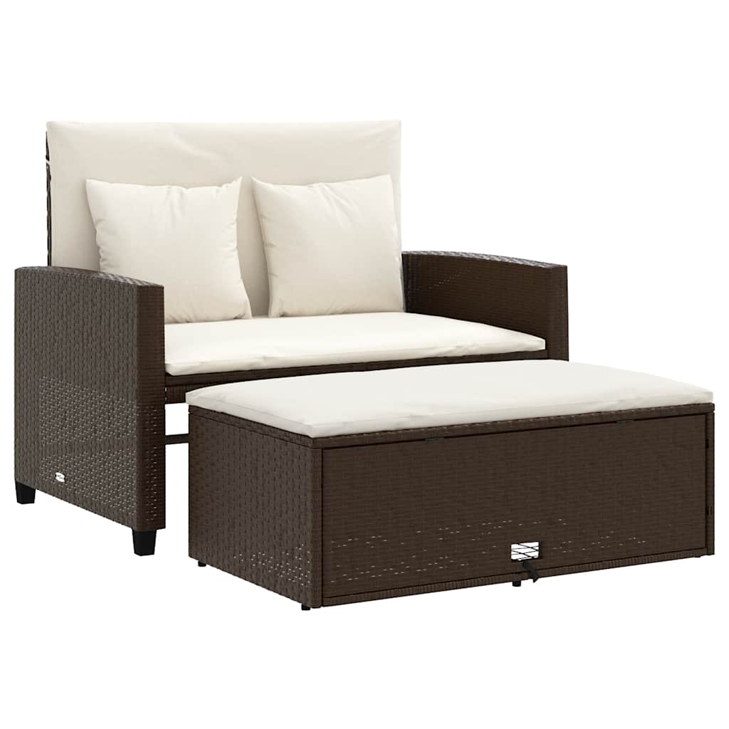 vidaXL Tuinbank 2-zits met kussens poly rattan zwart