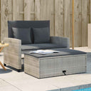 vidaXL Tuinbank 2-zits met kussens poly rattan zwart