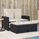 vidaXL Tuinbank 2-zits met kussens poly rattan zwart