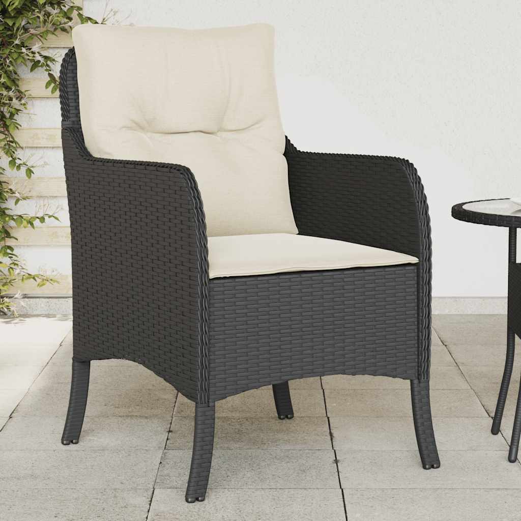 vidaXL Tuinstoelen 2 st met kussens poly rattan zwart