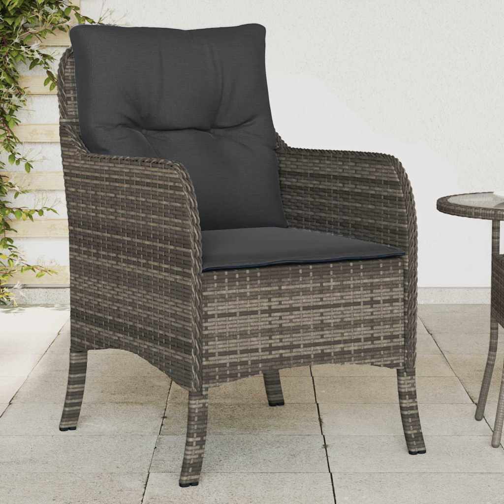 vidaXL Tuinstoelen 2 st met kussens poly rattan zwart