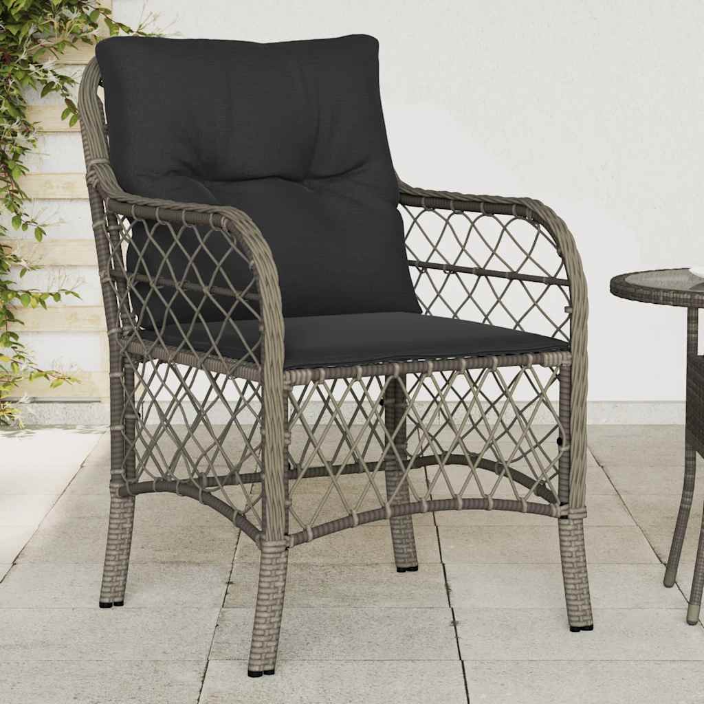 vidaXL Tuinstoelen 2 st met kussens poly rattan zwart