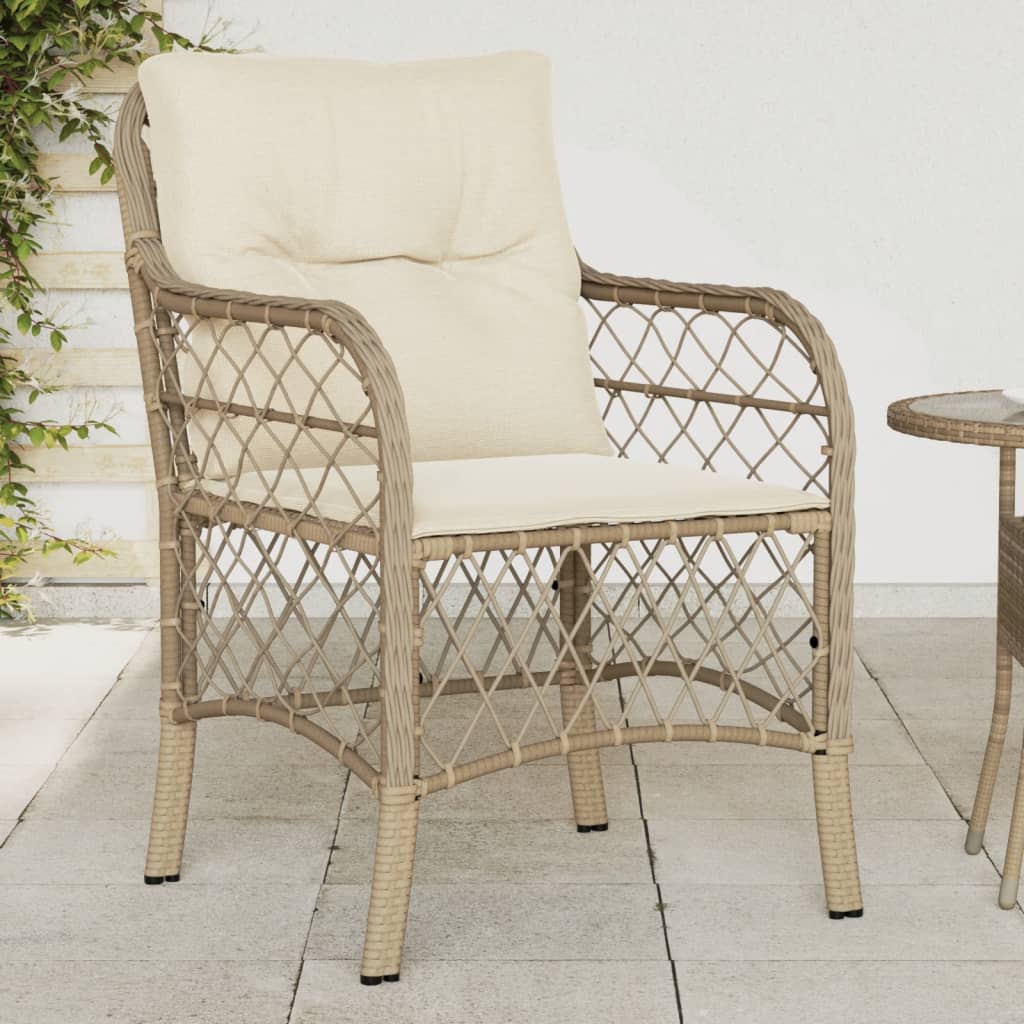 vidaXL Tuinstoelen 2 st met kussens poly rattan zwart