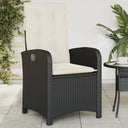 vidaXL Adjustable Garden Chair with Cushions Poly Rattan Black
