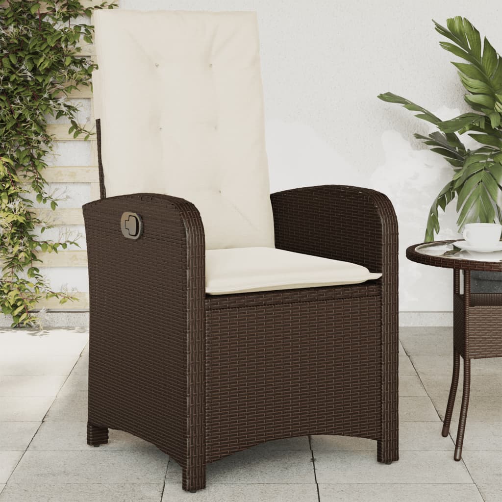 vidaXL Adjustable Garden Chair with Cushions Poly Rattan Black