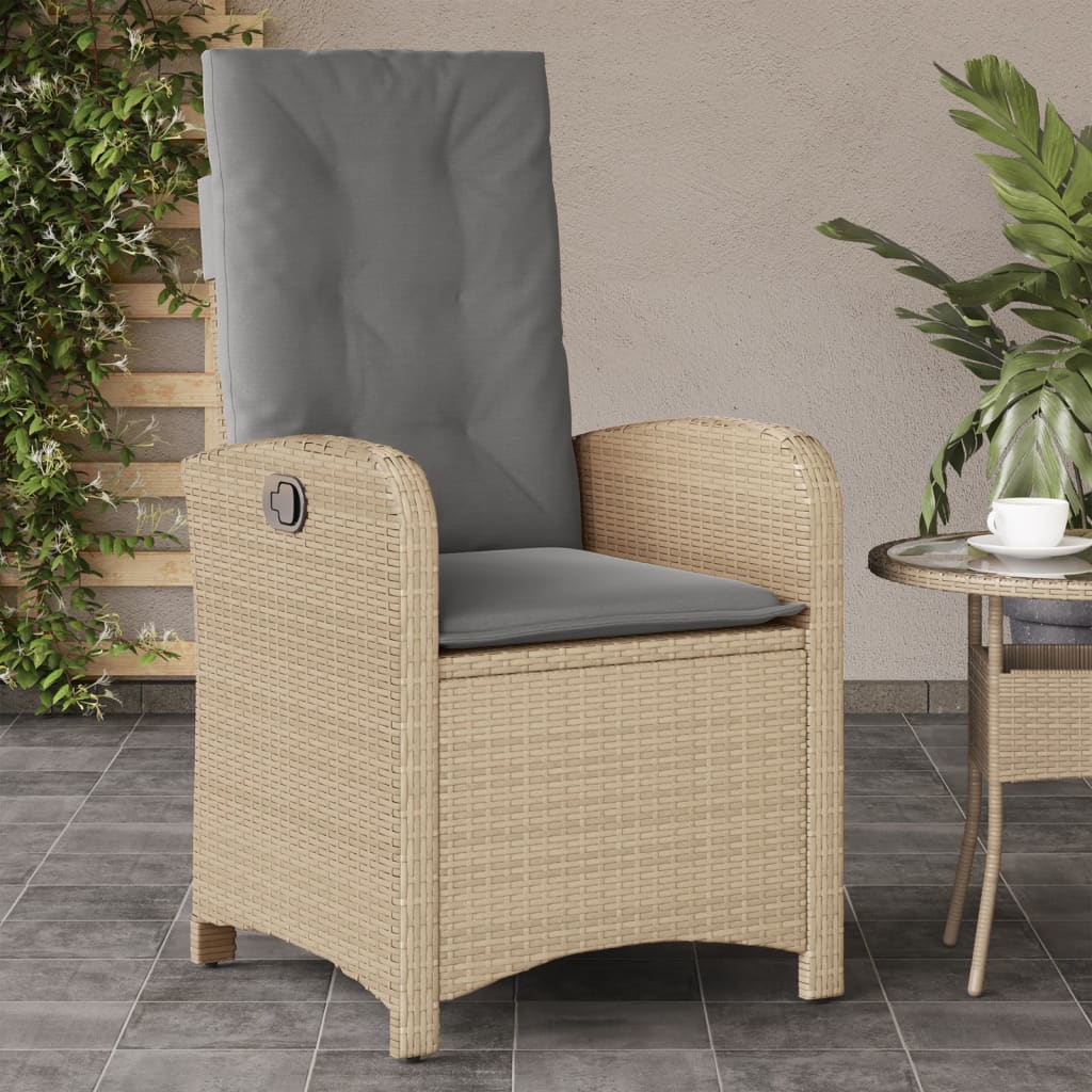 vidaXL Adjustable Garden Chair with Cushions Poly Rattan Black