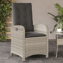 vidaXL Adjustable Garden Chair with Cushions Poly Rattan Black