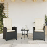 vidaXL Adjustable Garden Chair with Cushions Poly Rattan Black