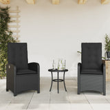 vidaXL Adjustable Garden Chair with Cushions Poly Rattan Black