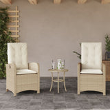 vidaXL Adjustable Garden Chair with Cushions Poly Rattan Black