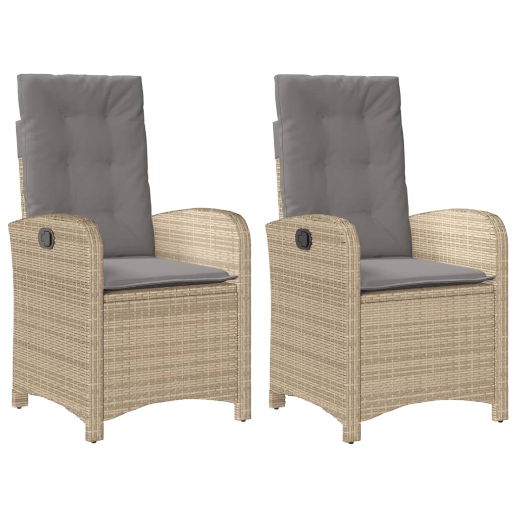 vidaXL Adjustable Garden Chair with Cushions Poly Rattan Black