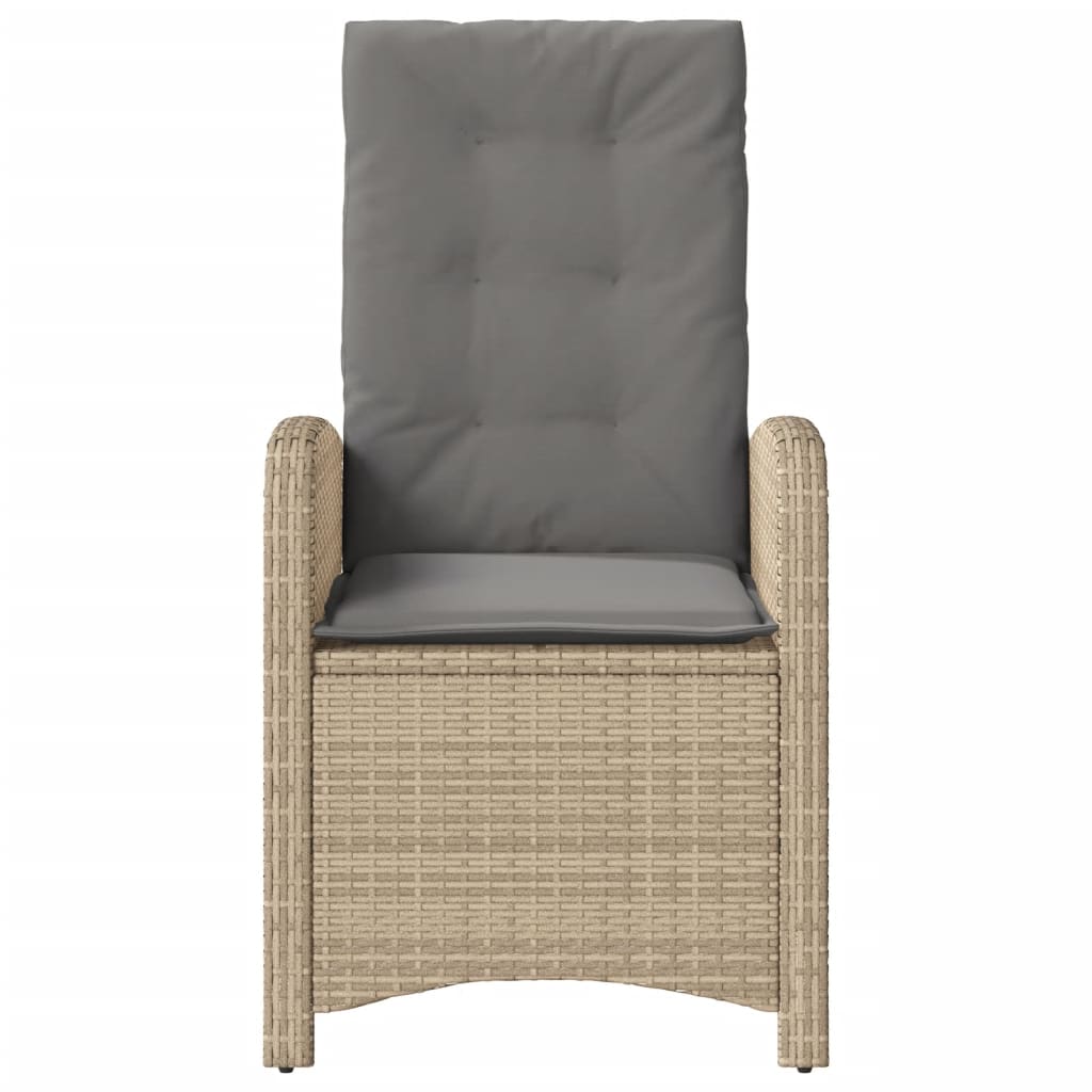 vidaXL Adjustable Garden Chair with Cushions Poly Rattan Black