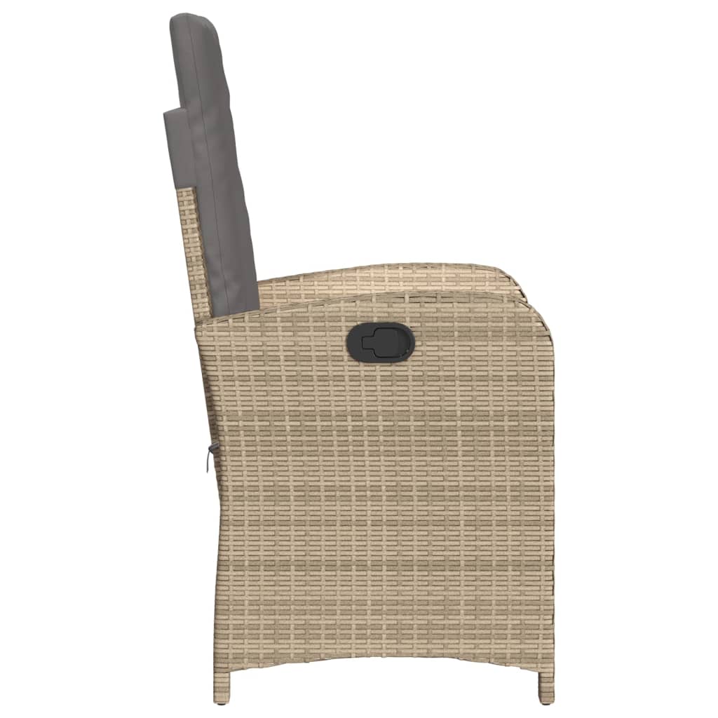 vidaXL Adjustable Garden Chair with Cushions Poly Rattan Black