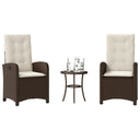 vidaXL 3-delige Bistroset met kussens poly rattan zwart