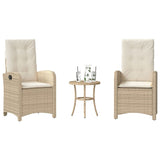 vidaXL 3-delige Bistroset met kussens poly rattan zwart