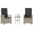 vidaXL 3-delige Bistroset met kussens poly rattan zwart