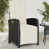 vidaXL Adjustable Garden Chair with Footrest Poly Rattan Black
