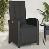 vidaXL Adjustable Garden Chair with Footrest Poly Rattan Black