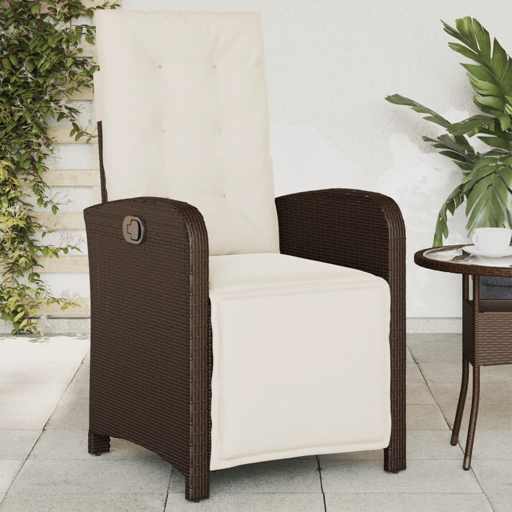 vidaXL Adjustable Garden Chair with Footrest Poly Rattan Black
