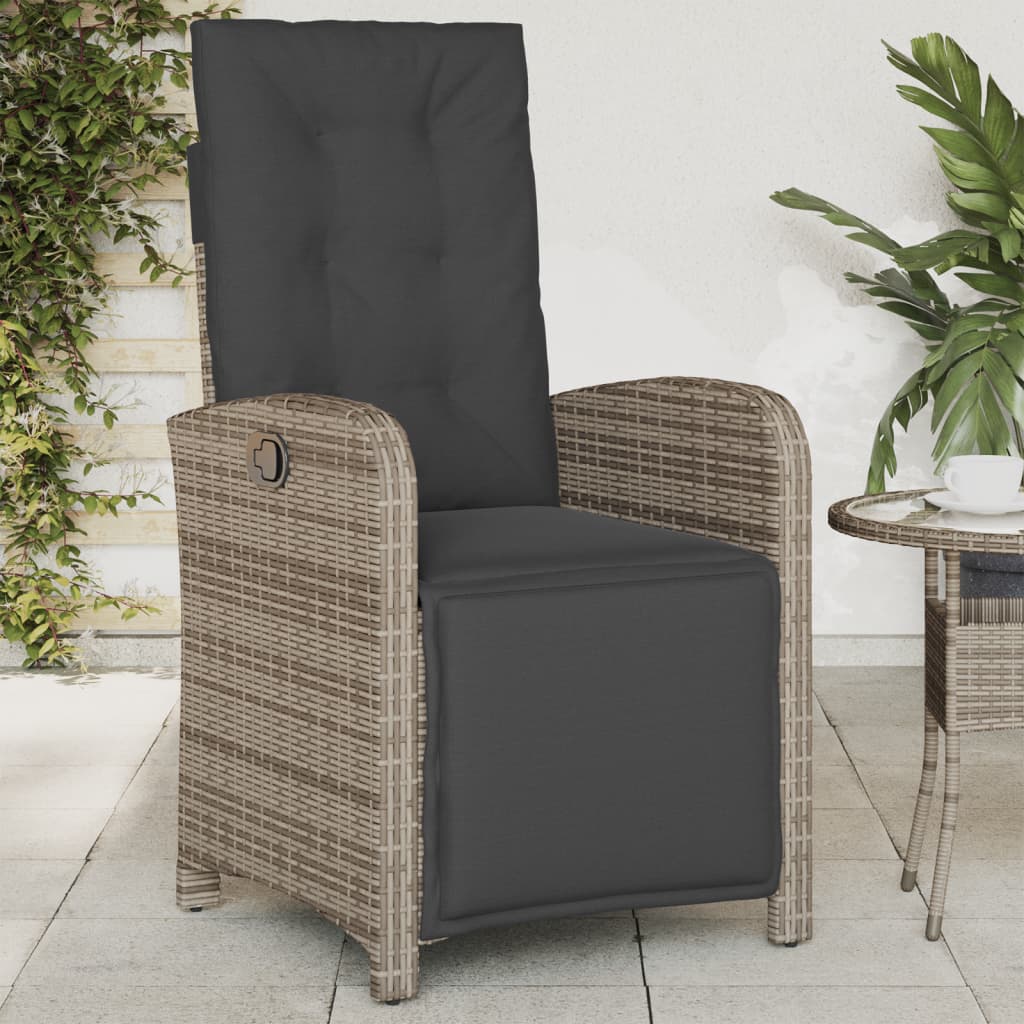 vidaXL Adjustable Garden Chair with Footrest Poly Rattan Black