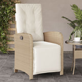vidaXL Adjustable Garden Chair with Footrest Poly Rattan Black
