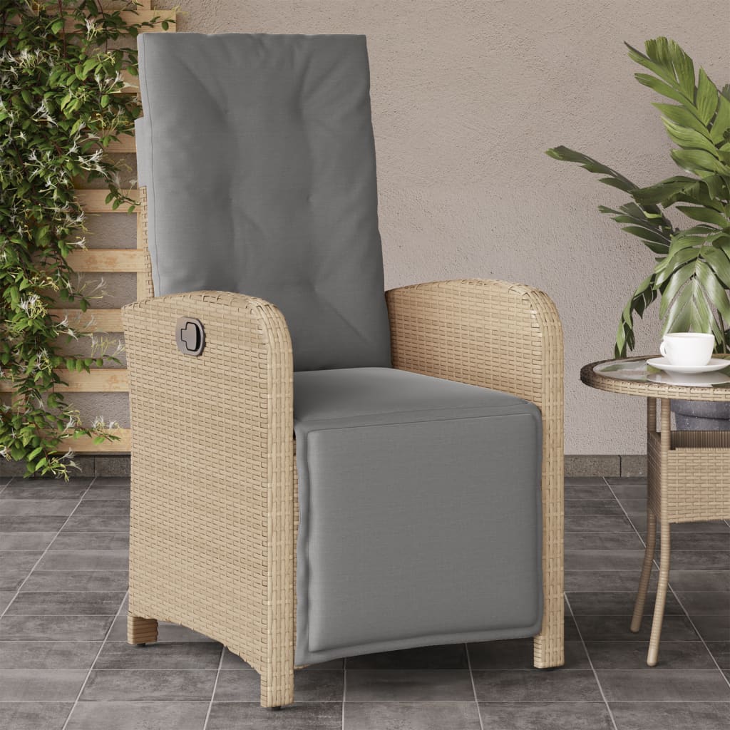vidaXL Adjustable Garden Chair with Footrest Poly Rattan Black