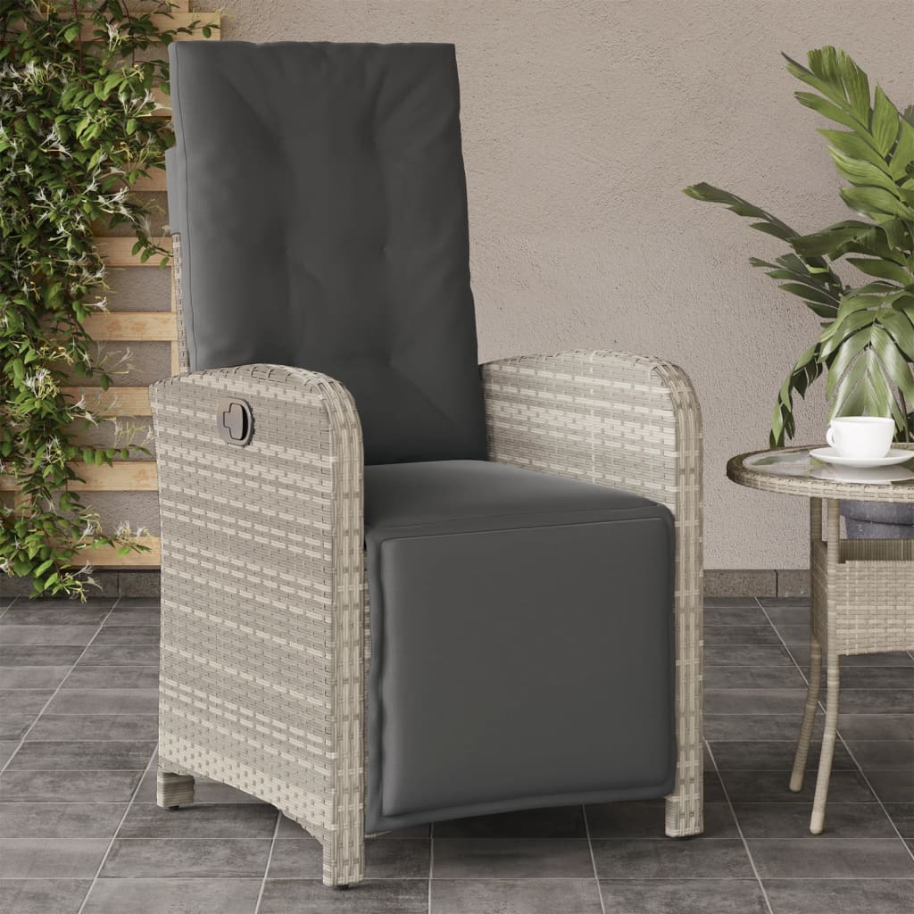 vidaXL Adjustable Garden Chair with Footrest Poly Rattan Black