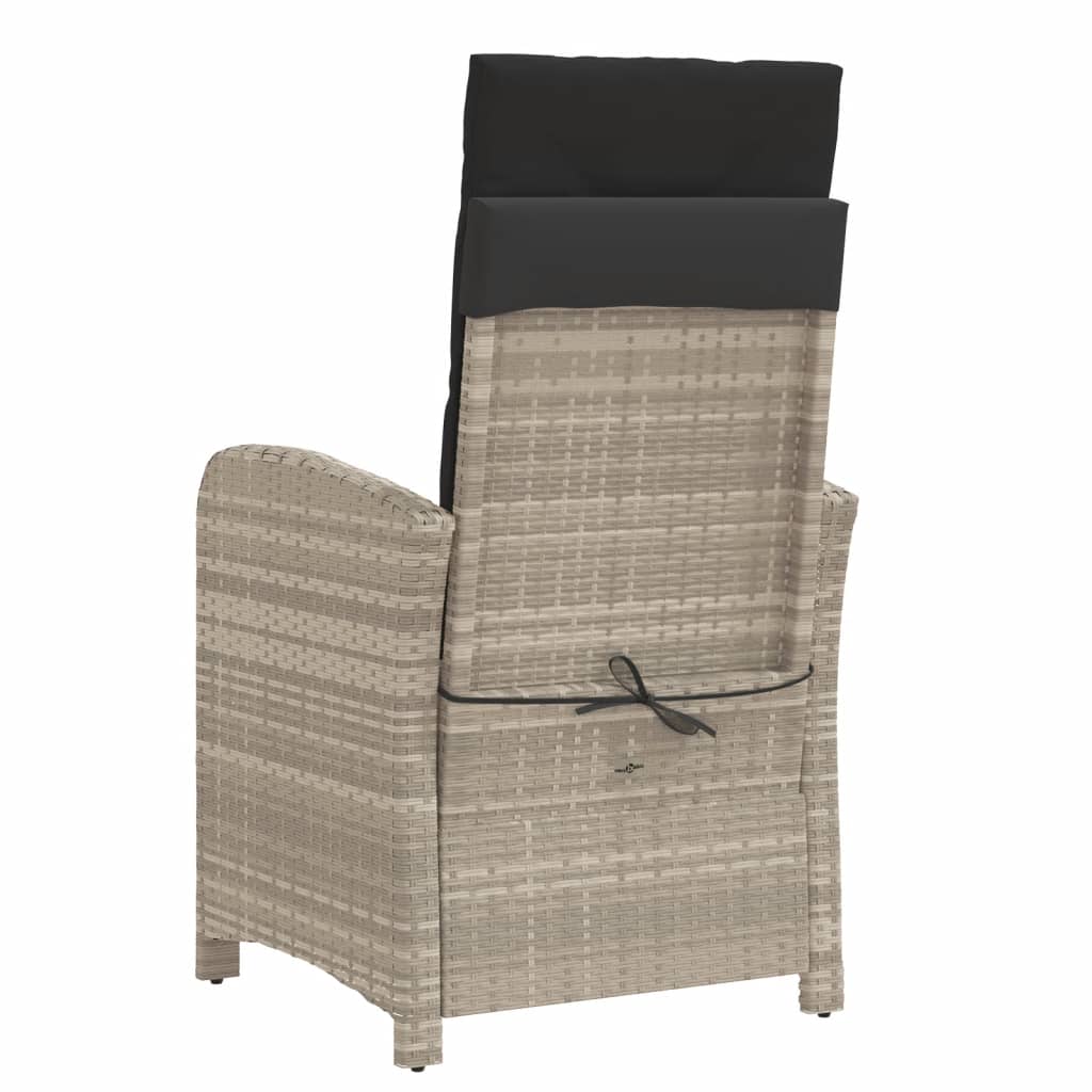 vidaXL Adjustable Garden Chair with Footrest Poly Rattan Black