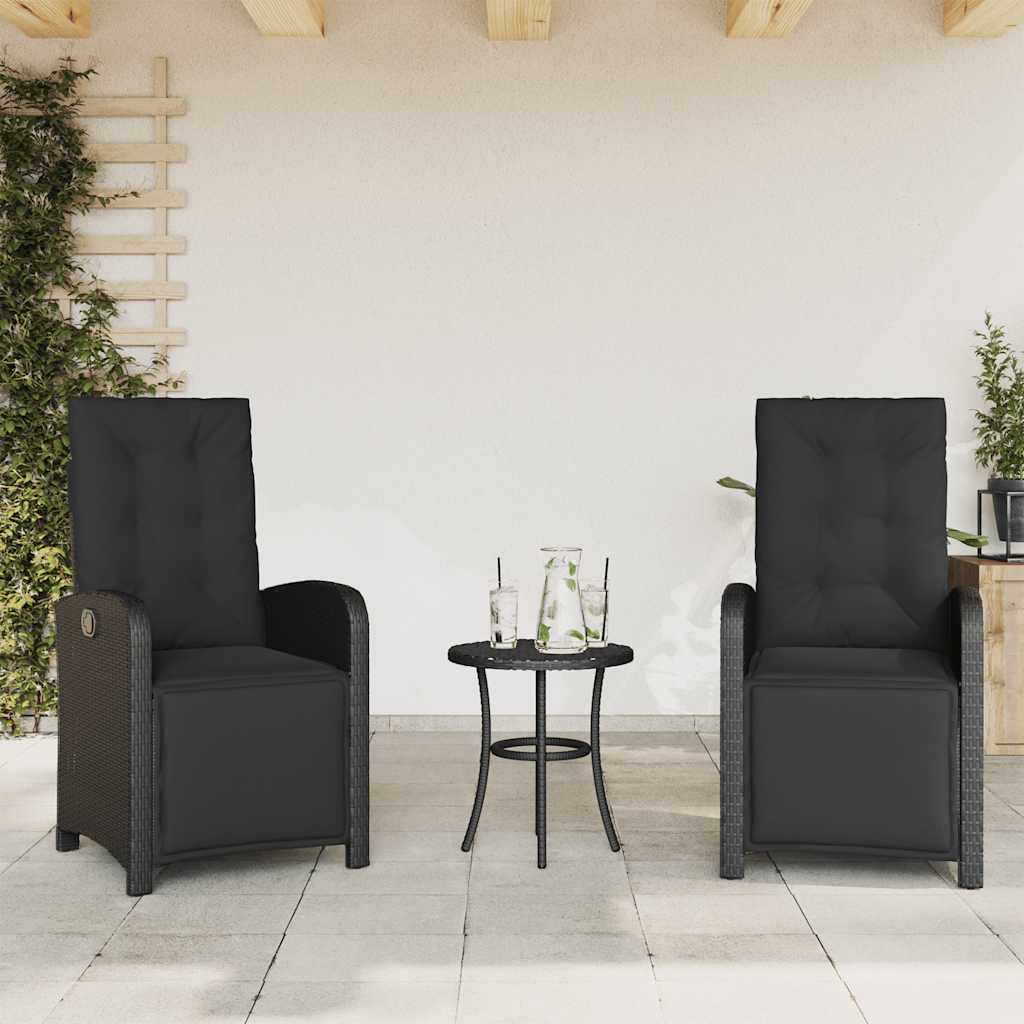 vidaXL Adjustable Garden Chair with Footrest Poly Rattan Black