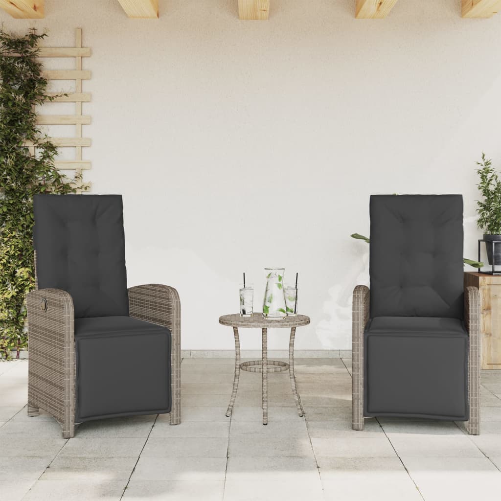 vidaXL Adjustable Garden Chair with Footrest Poly Rattan Black