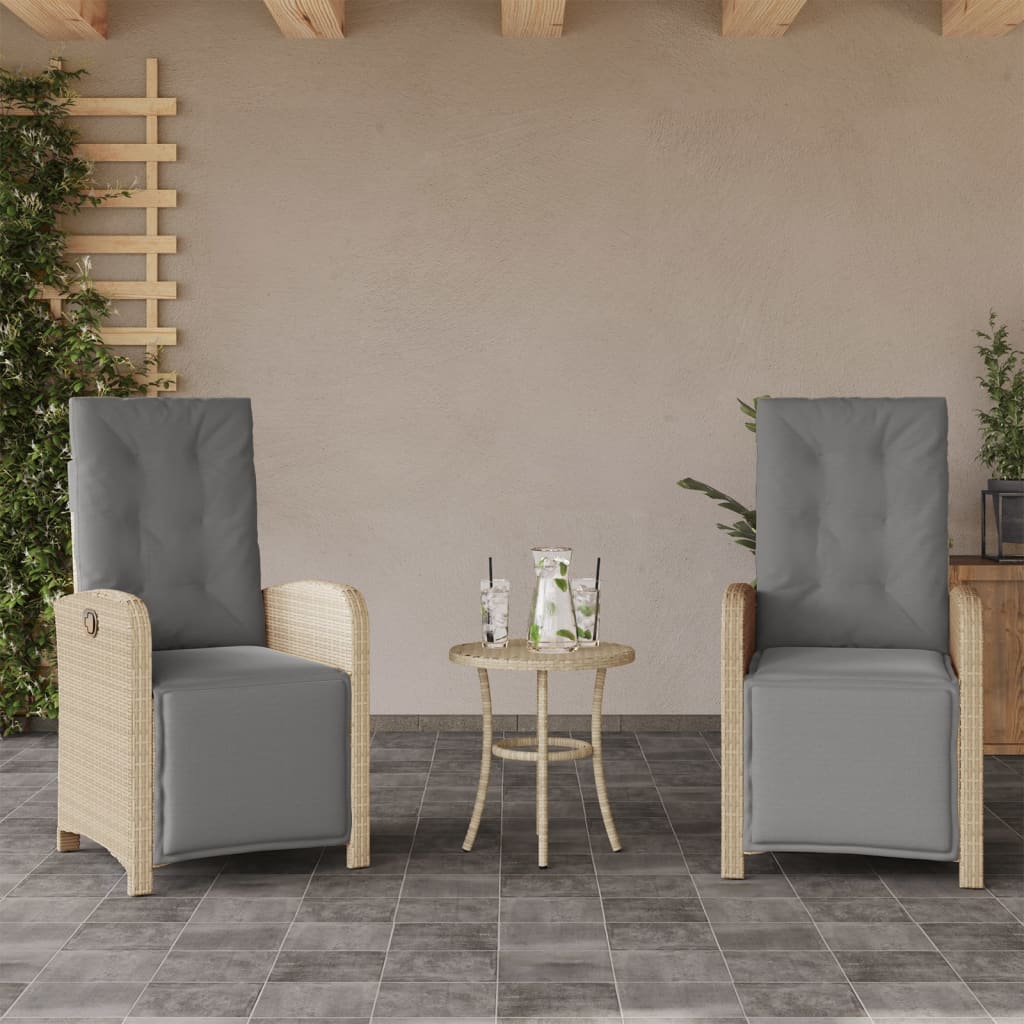vidaXL Adjustable Garden Chair with Footrest Poly Rattan Black