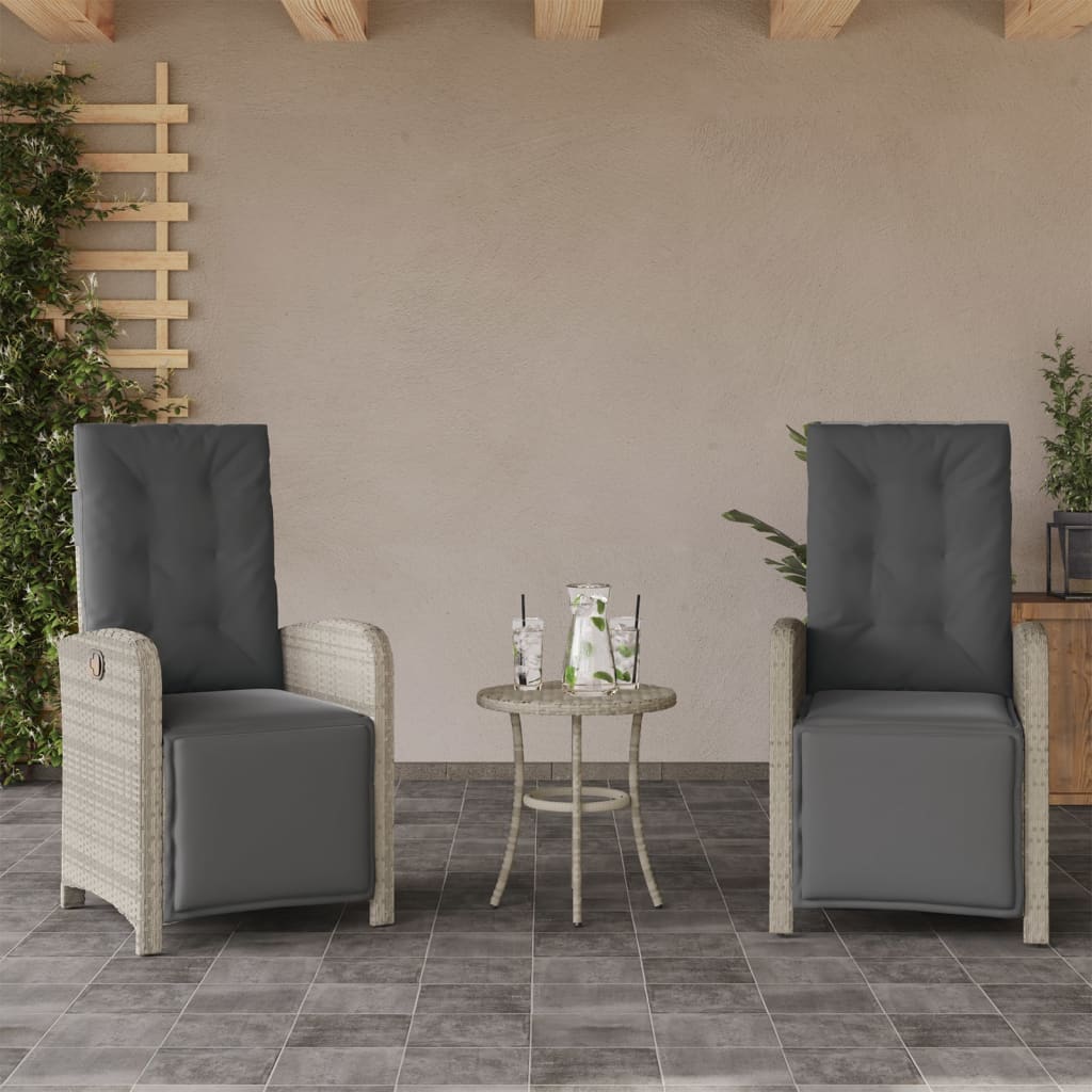 vidaXL Adjustable Garden Chair with Footrest Poly Rattan Black