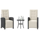 vidaXL 3-delige Bistroset met kussens poly rattan zwart
