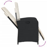 vidaXL 3-delige Bistroset met kussens poly rattan zwart