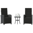 vidaXL 3-delige Bistroset met kussens poly rattan zwart