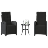 vidaXL 3-delige Bistroset met kussens poly rattan zwart