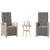 vidaXL 3-delige Bistroset met kussens poly rattan zwart